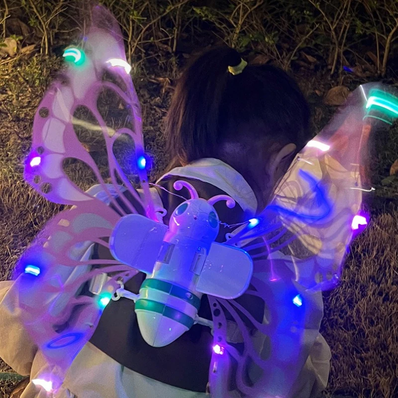 Electric Butterfly Wings Moving Elf Wing with Light Fairy Wings for Kids Birthday Christmas Cosplay Dress Up Angel Girls Toy