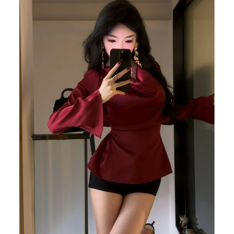 

2026 Spring Fashion Cool Top Swing Neck Thin Sun-protective Shirt New High-end Elegant Long-sleeved Slimming Shirt for Women