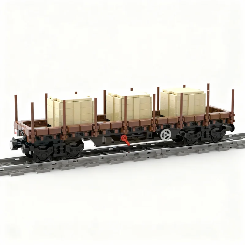 700pcs MOC Generic Flat Wagon Goods Train Model Building Blocks Construction Christmas Gifts Toys Display 3D DIY Collection