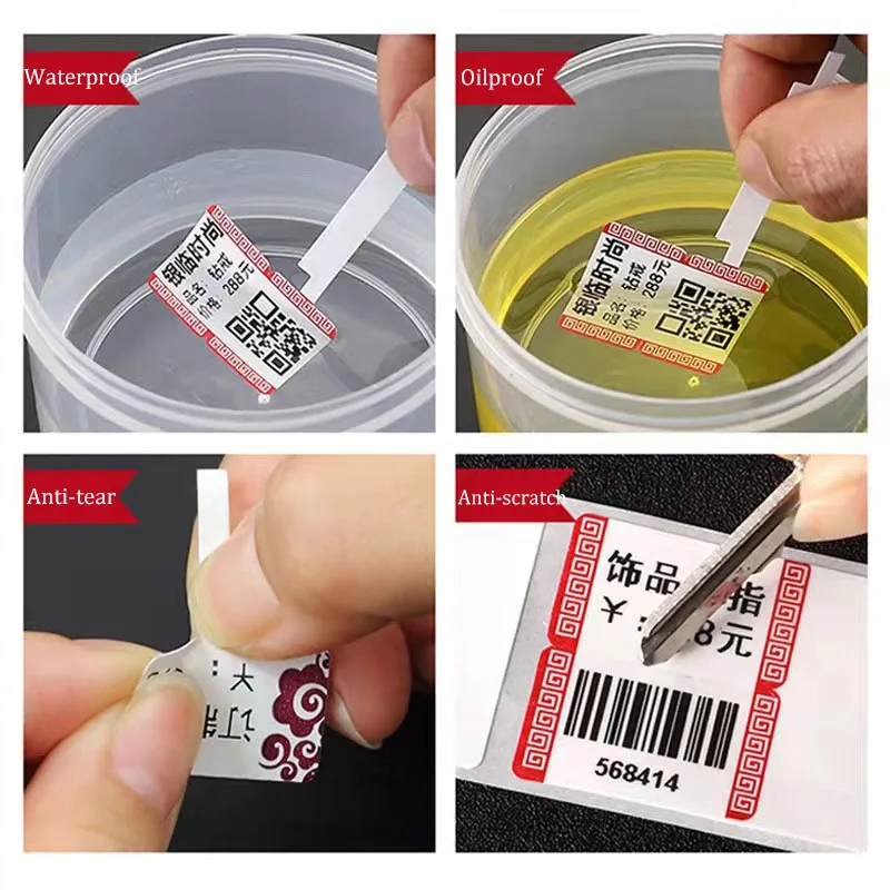 مجوهرات التسمية الحرارية ذاتية اللصق السعر ملصق العلامة قلادة القرط حلقة دائم للطباعة لفة تسميات ورقة زخرفة العرض