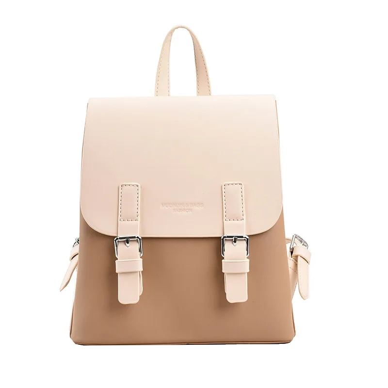 Mochila pequeña de estilo europeo para mujer, bolso escolar informal con textura de cuero PU que combina con todo, tendencia 2023