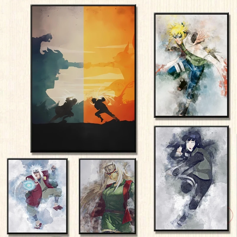 

Japanese Manga Naruto Canvas Painting Namikaze Minato Hyuga Hinata Characters Pictures Aesthetic Posters for Modern Homes