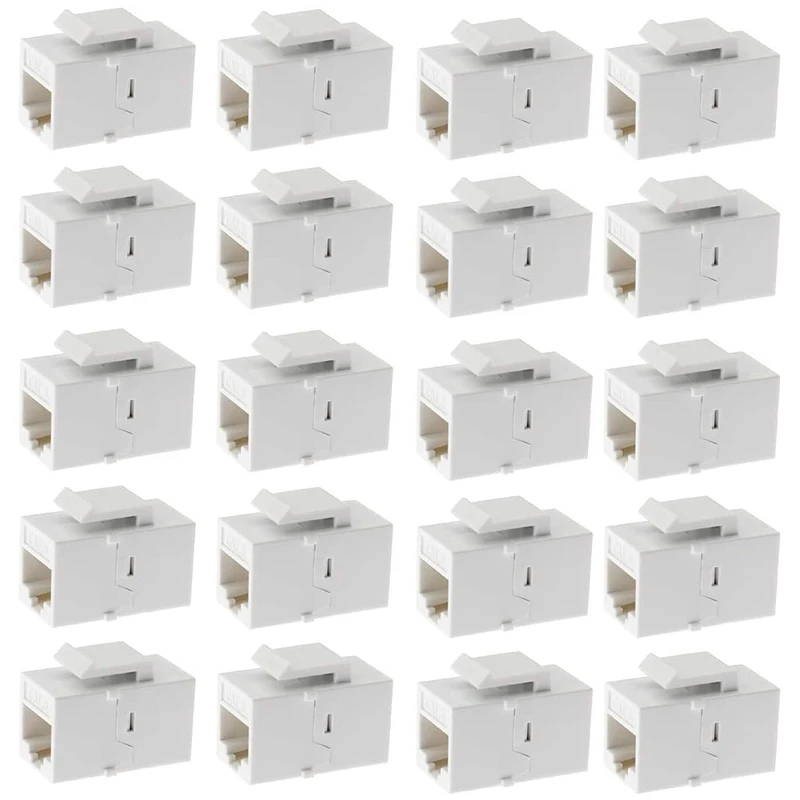 Acoplador Keystone Ethernet, 20 pacotes Cat6 RJ45 Keystone Jack conectores fêmea em linha F