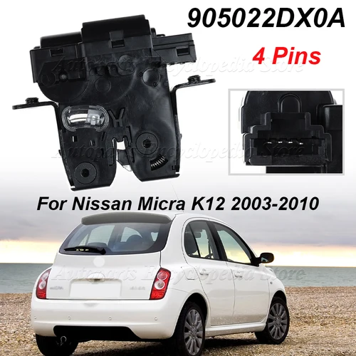 Imagen 2 del producto Pestillo de cerradura de puerta trasera de coche, actuador de pestillo, puerta trasera, escotilla de maletero 905022DX0A para Nissan Micra Tiida Qashqai 90502-2DX0A
