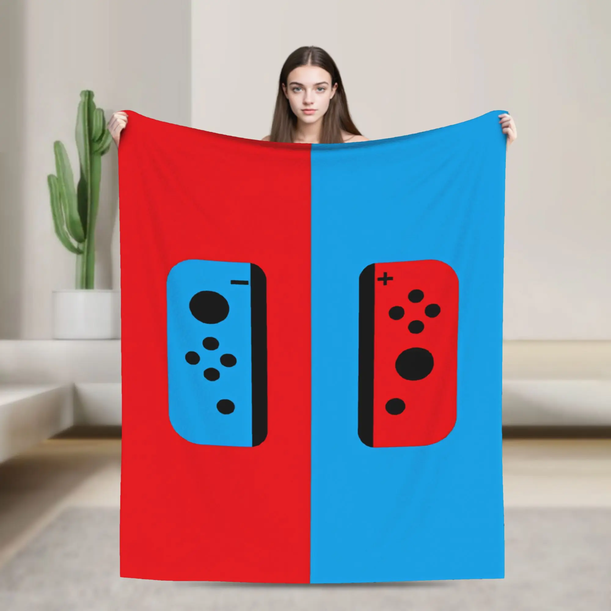Games Console Flannel Blanket Spring 2D Flat Cartoon Warm Soft Throw Blanket for Boy Girl Bedroom Bedspread Sofa Bed Cover
