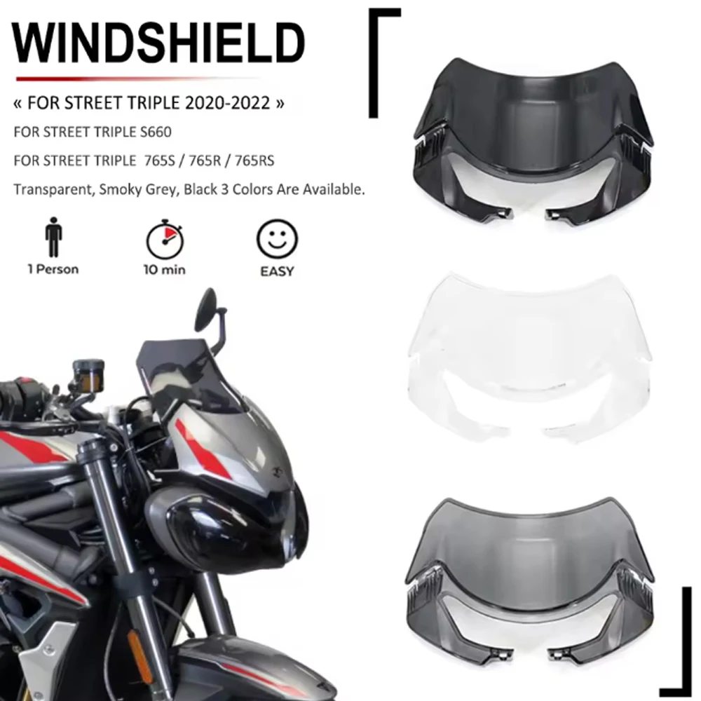 

Motorcycle Front Windscreen Windshield Wind Deflector Screen For Street Triple S660 S 660 765 S RS R 765RS 765R 765S 2020 - 2022
