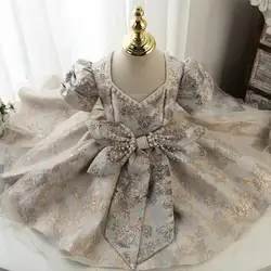 Girls Spanish Floral Pearls Ball Gown Baby Lolita Princess Dresses Infant Birthday Christening Dress Girl Boutique Clothes A1176