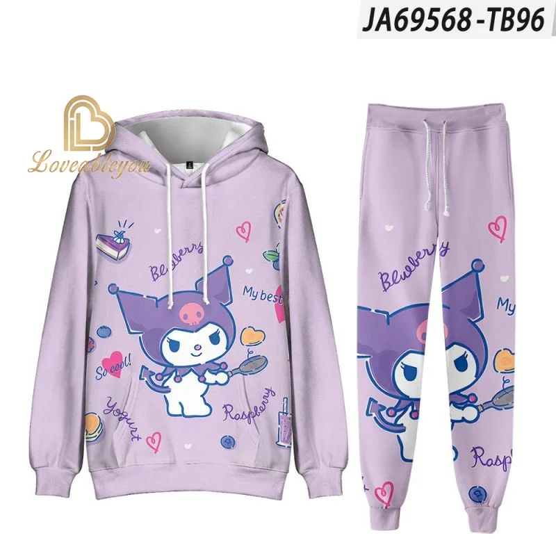 Men Women Clothes Set San Kuro Hoodies Anime Sweatshirt Sweatpants 2pcs Set Harajuku Spring Autumn Aduls Kids Costume