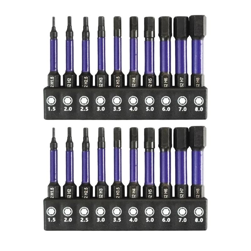 20Pcs Shank Screwdriver Bit Set Hexagon Head 1/4” Shank Wrench Drill Bit Key Allen Screwdriver Bit Set Dropship