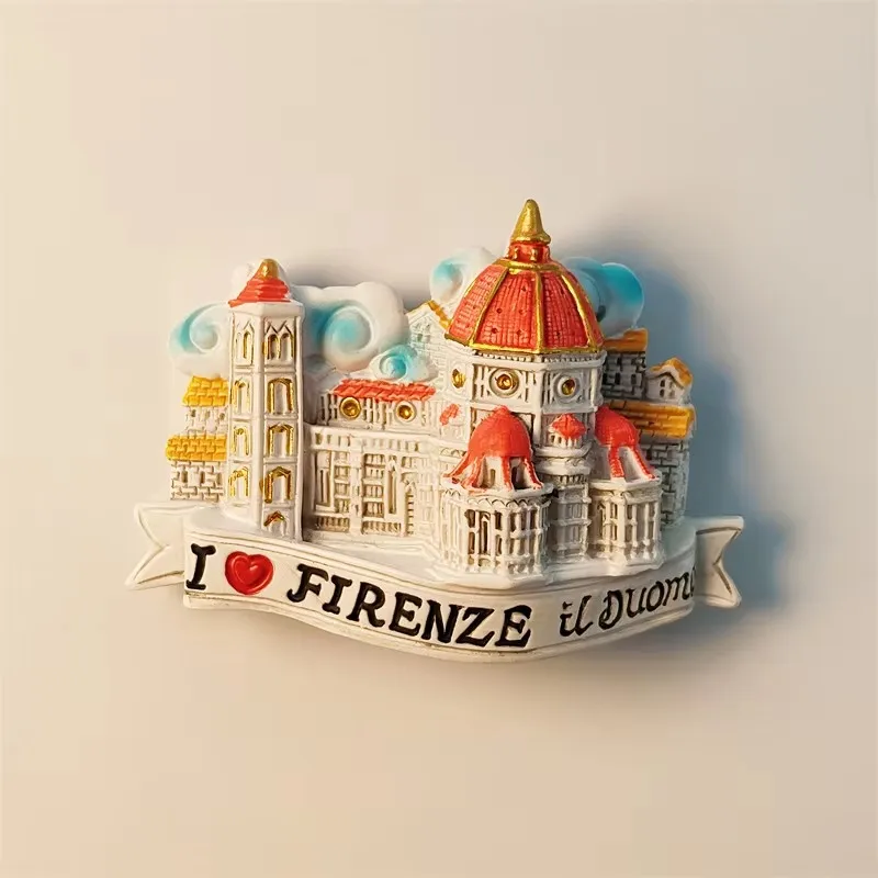 إيطاليا، فلورنسا، كاتدرائية فلورنسا، مجسمة ثلاثية الأبعاد، هدايا تذكارية للسياحة، لوحة من الراتنج، ديكور منزلي، مغناطيس الثلاجة #1