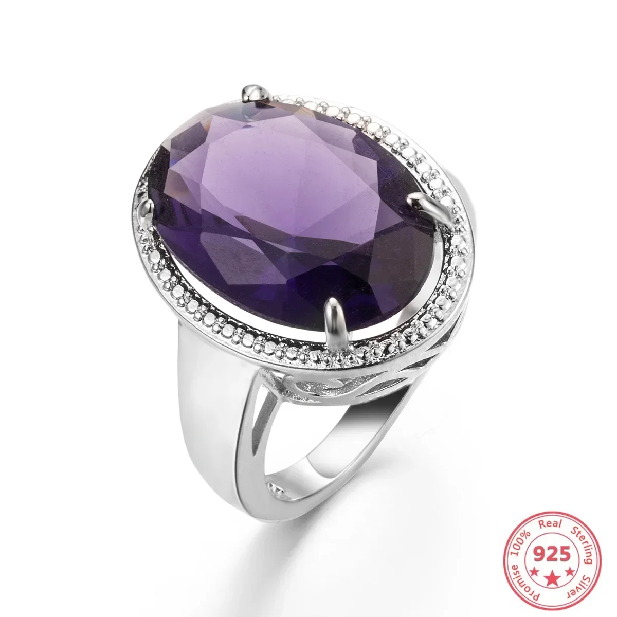 Anillo de amatista Natural de plata 925 auténtica para mujer, Anillos de peridoto de Bizuteria, Topacio púrpura, piedra preciosa Natural, joyería 925, anillo Feamels