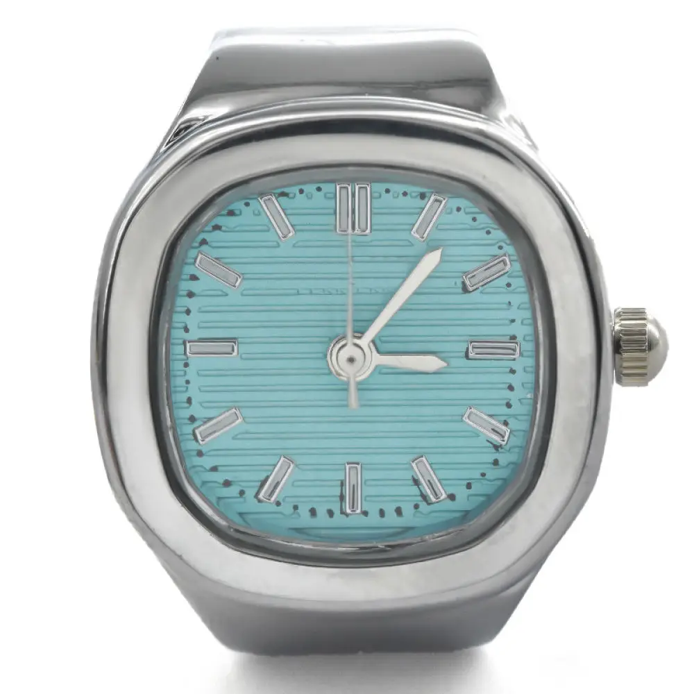 Creative Square Finger Watch Quartz Alloy Ring Clock Unisex Minimalist Student Couple Fashion Jewelry Accessories