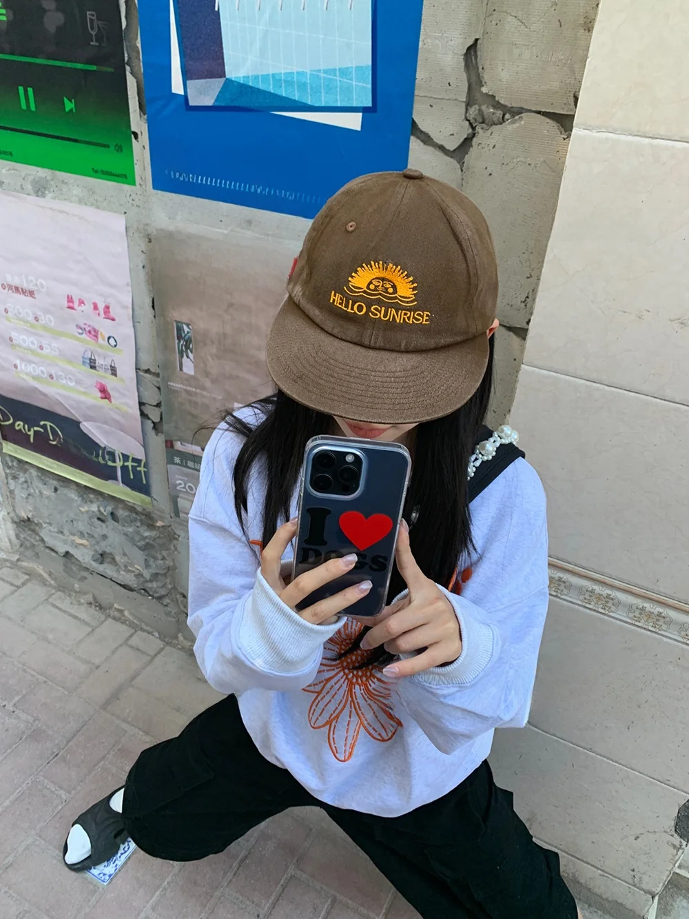 

ex Retro Waed Sun Protection Baseball Cap Flat Brim Soft Top Embroidery Cotton Casual Hat for Outdoors And Youth