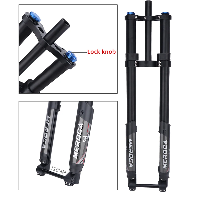 MEROCA Double Shoulder Fat Bike Fork Rebound Damping Adjustment Disc Brake BOOST 110*15mm Aluminum Alloy DH Downhill MTB Fork