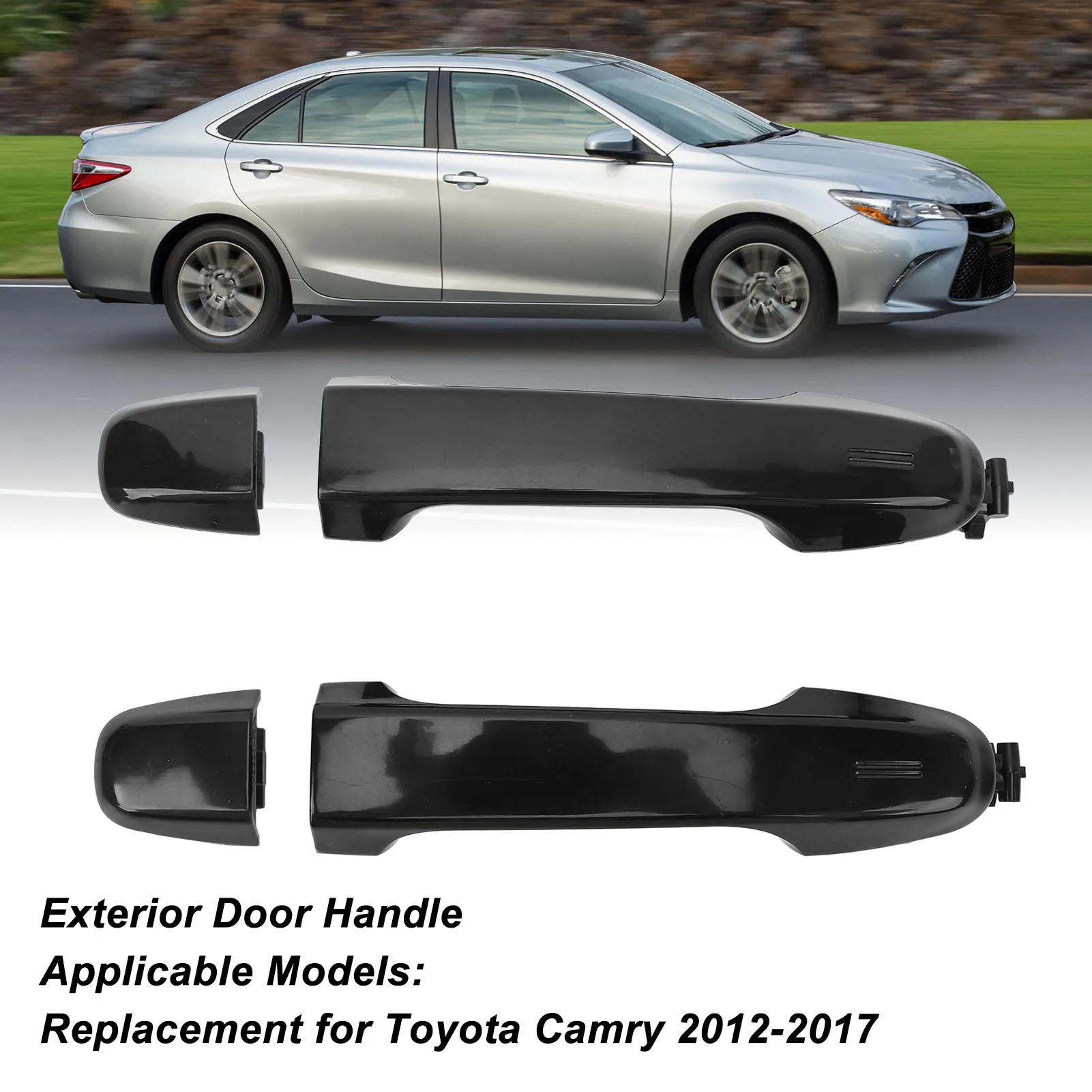 

4Pcs Exterior Door Handle Easy Installation Comfortable Grip Outside Door Handle Replacement For Toyota Camry 2012 To 2017 Rear