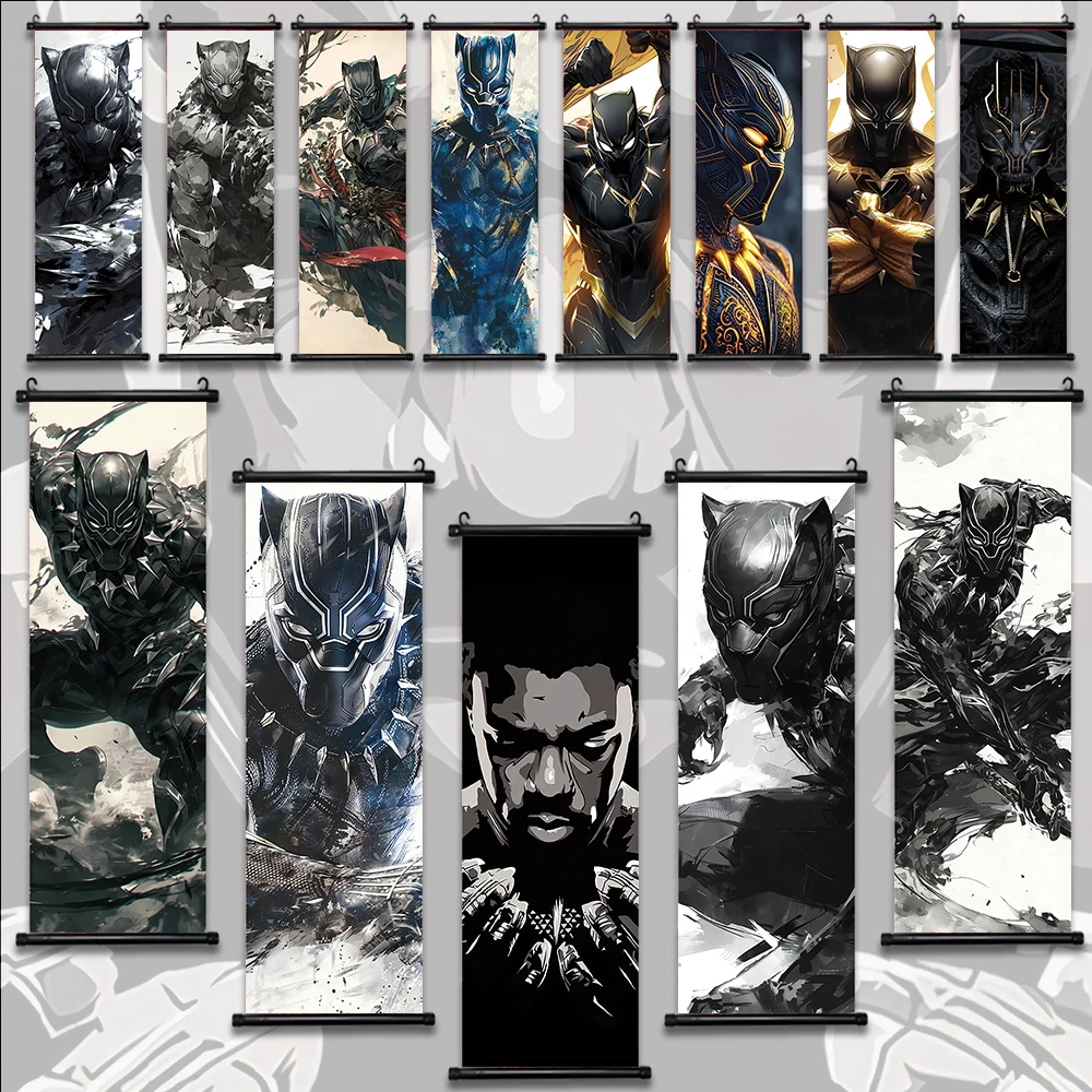 

Black Panther Marvel Movie Hanging Scroll Poster Wall Artwork Canvas Painting Home Decoration Decor The Avengers Wallpaper Gift