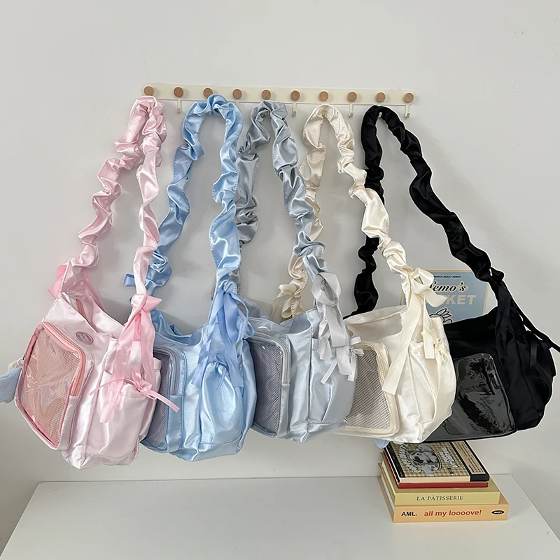 moda-plissada-bonito-feminino-tote-bolsas-pino-saco-de-exibicao-senhoras-bowknot-axilas-bolsa-cetim-macio-ita-crossbody-sacos