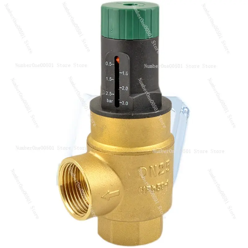 All Copper Dial Differential Pressure Bypass Valve for Air Conditioner Heat Pump, Visible Adjustment with Buffer Water Tank