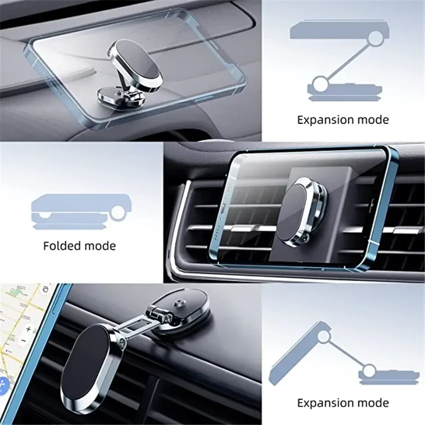 1080 Magnetic Car Phone Holder Magnet Smartphone Support GPS Foldable Phone Bracket in Car For iPhone 14 13 12 11 Samsung Xiaomi