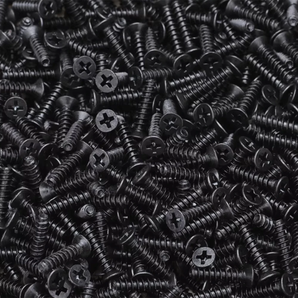 100-500Pcs Phillips Countersunk Head Self Tapping Flat Tail Screws M1.2 M1.4 M1.6 M1.7 M2 Black Surface Zinc Plating Bolts