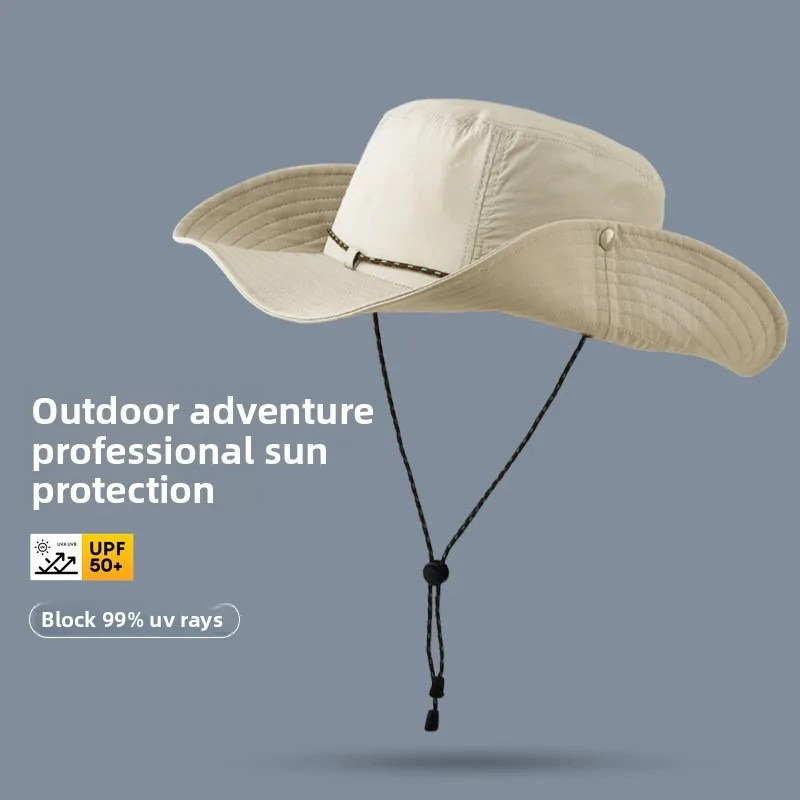 

Summer Men's Bucket Hat Outdoor UV Protection Hunting Hiking Hat Big brimmed Fisherman's Hat Beach Sunscreen Hat