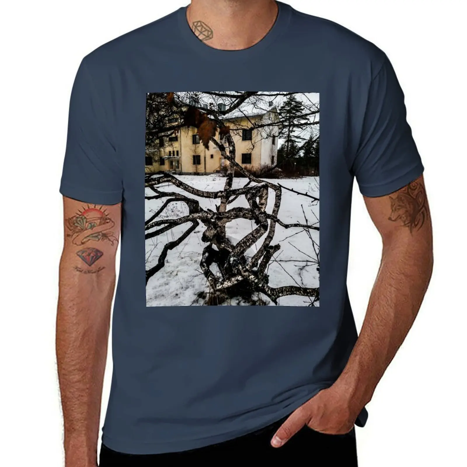 

Abandoned Institution & Twisted Tree T-Shirt t shirt for man man t shirts cotton T-Shirt
