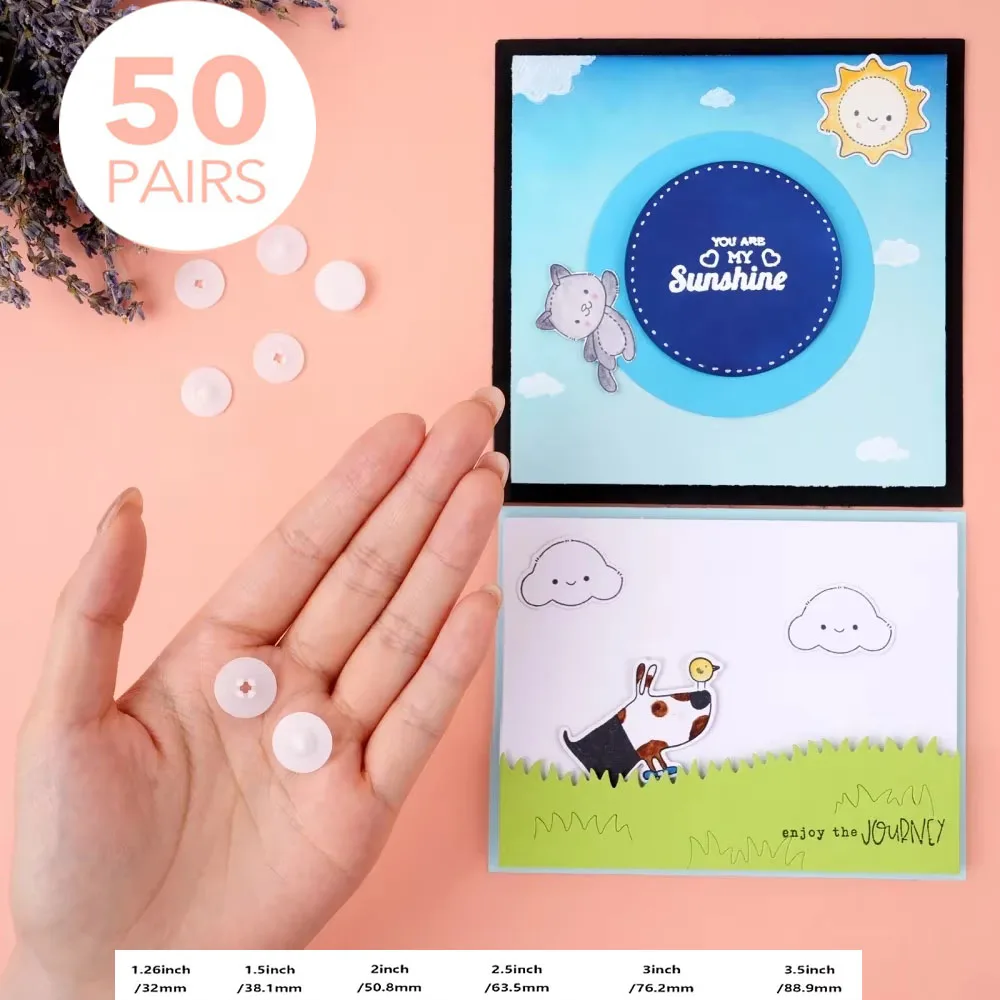 50Pairs Snap'n Slides for Making Slider Card Spinner Swing Arm Card Round Interlocking Disks Easy Interactive Elements Snap Spin
