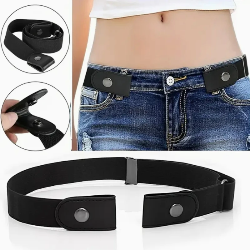 1pc Buckle-less elastic waistband Adjustable Easy to put on Concealed buckle Suitable for jeans and skirts