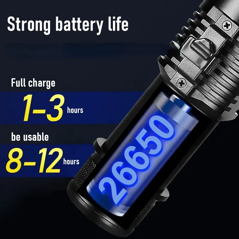 Senter LED Kuat Lampu Selam Tahan Air IPX8 3 Mode Pencahayaan Lampu Tangan Isi Ulang USB dengan Baterai Senter Selam Scuba