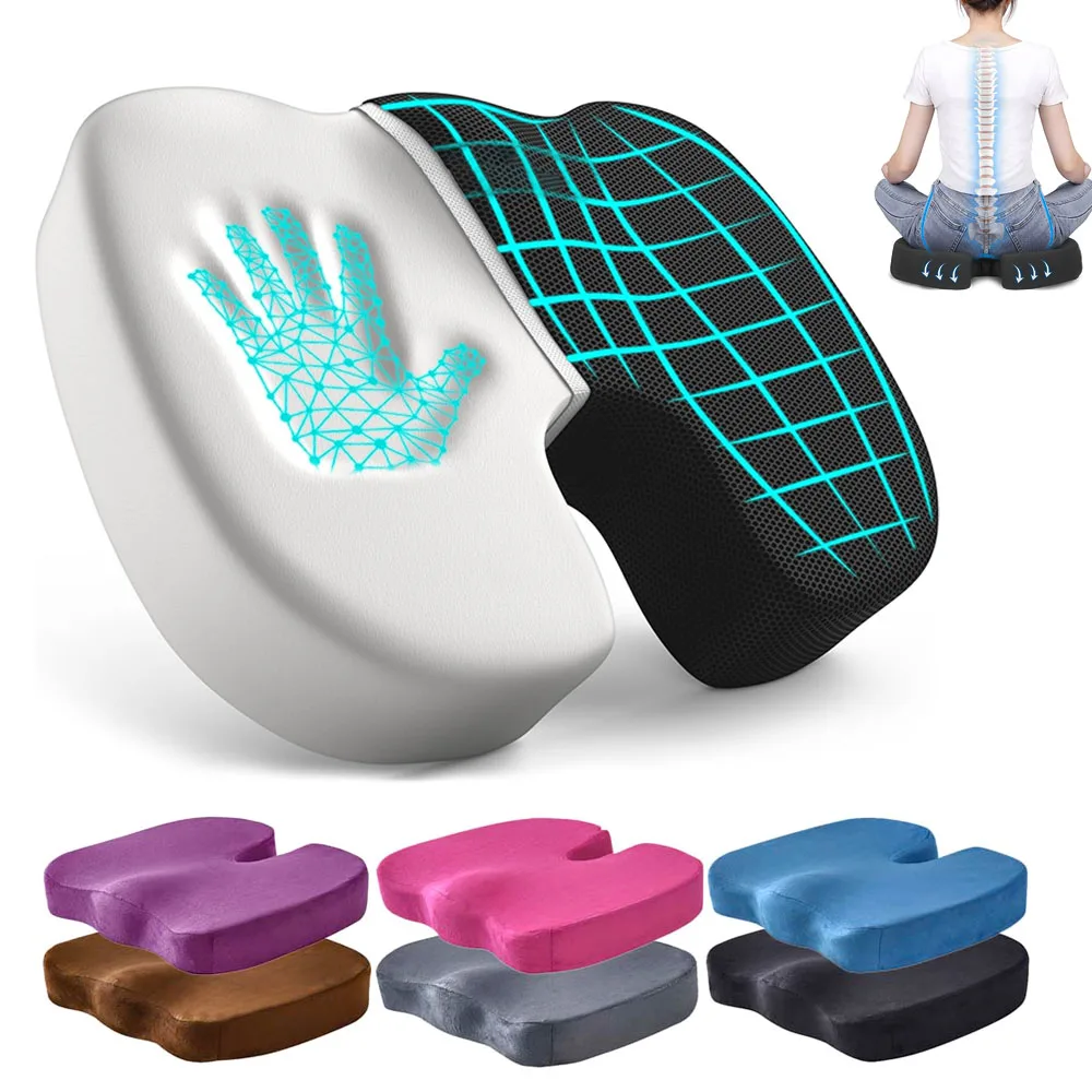 

Office Memory Foam Seat Cushion Non Slip Bottom, Washable Cover, Comfortable Cushion for Home Chair Pad, Car Seat, Wheelchair