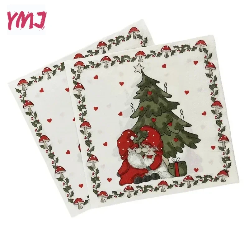 New Christmas Party Decoration Paper Christmas Tree Cartoon Father Christmas Granny Love Printed Paper Placemats 10/20pcs 33cm