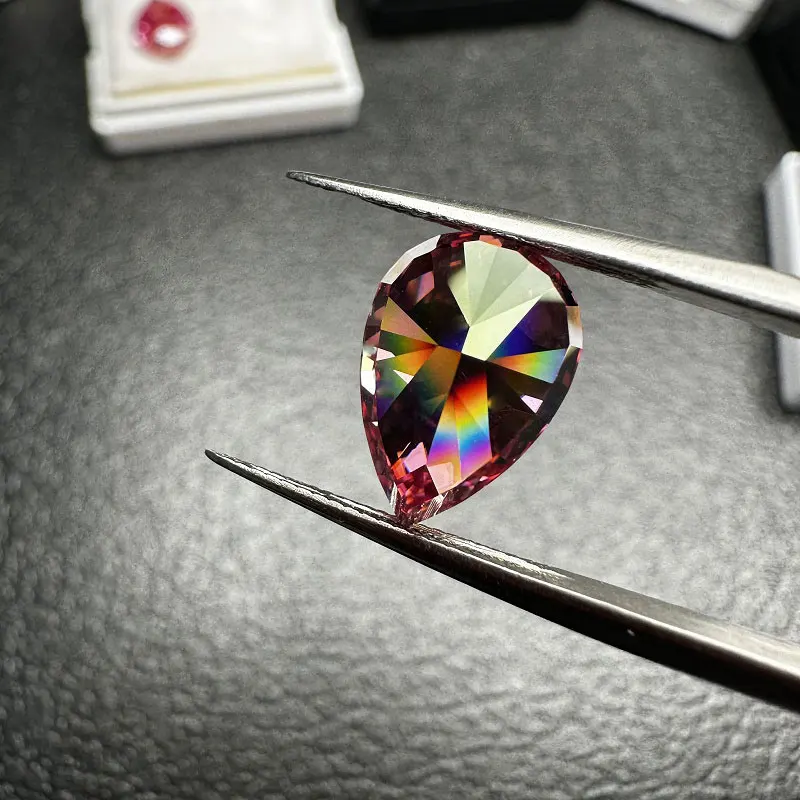 Pirmiana Pink Colored Moissanite Stone VVS1 Excellent Pear Shape  with GRA Report for DIY Jewelry