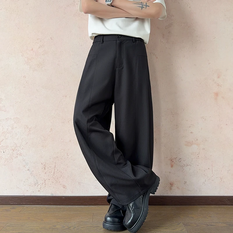 Black Luxury Draped Suit Pants Men Fashion Solid Dress Pants Loose Straight Casual Pants Mens Office Formal Trousers Male S-3XL