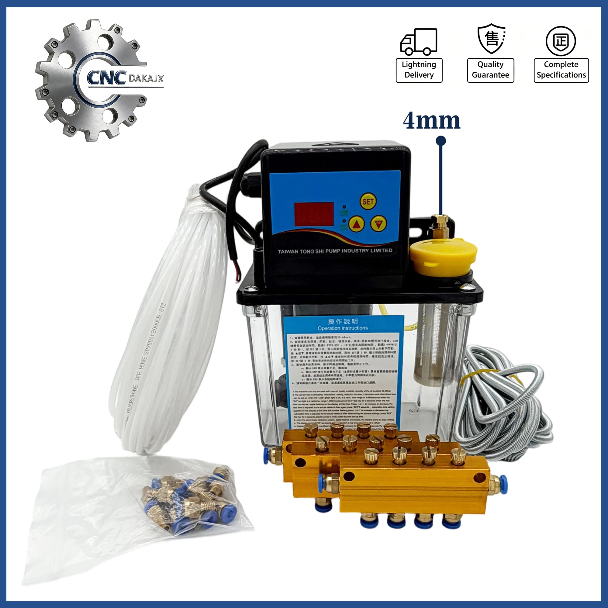 1L CNC Lubrication Pump System Kit 4mm 6mm AC220V AC110V Automatic Lubrication Pump for CNC Lathe Machine Tool