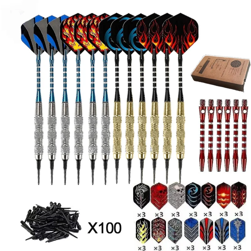 

Набор из 12 железных дротиков с мягкими наконечниками, 30 перьев для дротиков, 6 алюминиевых стержней, 100 мягких наконечников для электронной дартс-доски