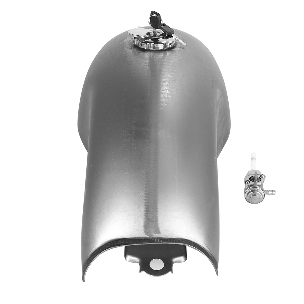 Unpainted 10L 2.6 Gal Motorcycle Gas Tank Universal Fuel Tank with Thick Iron Cap Petcock for Yamaha Honda Kawasaki Cafe Racer