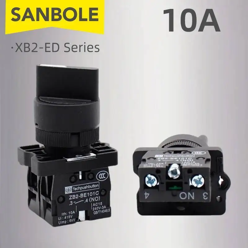 로터리 스위치 XB2-ED23/33 25/35 손잡이 제어 10A 660V 검정색 2/3 위치 버튼 선택기 자동 잠금 고정 유형