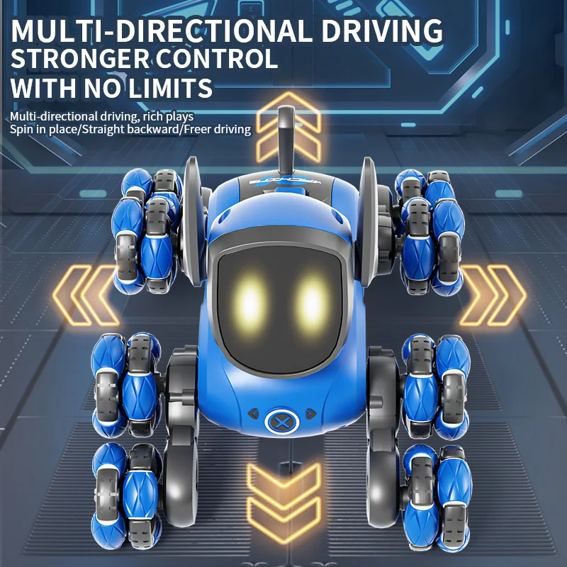 Q200 ذكي الميكانيكية RC الكلب لفتة التعريفي لعبة التحكم عن بعد ثمانية عجلات أربع عجلات حيلة ألعاب حيوانات للأطفال.