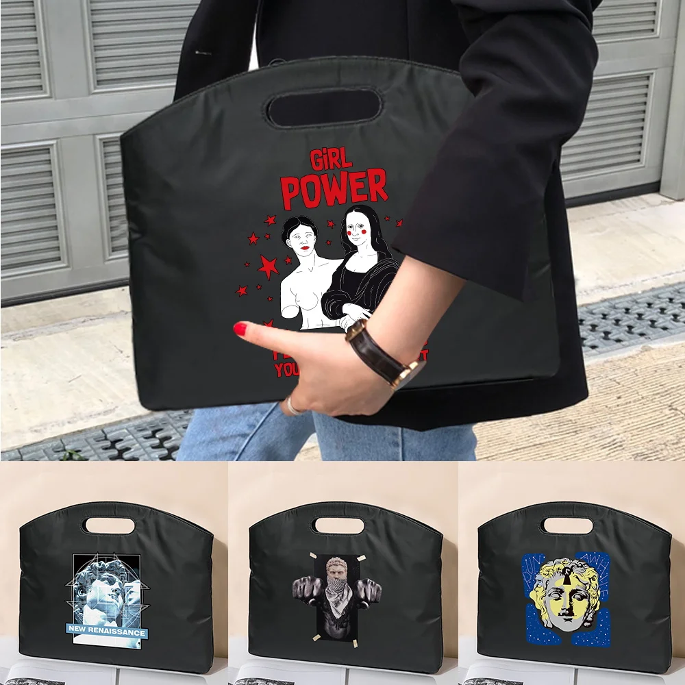 

Business Briefcase Weekend Travel Document Storage Bag Sculpture Print Laptop Protection Handbag Material Organize Accessories