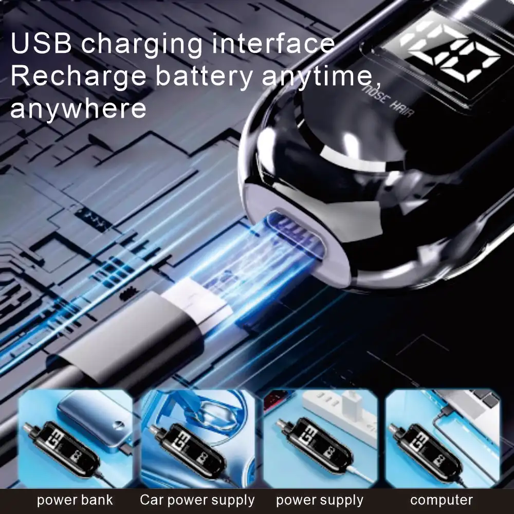 เครื่องตัดขนจมูกและหูแบบพกพาขนาดเล็ก ชาร์จเร็วด้วย USB สำหรับผู้ชายและผู้หญิง อุปกรณ์เสริมความงามบนใบหน้า ชุดอุปกรณ์ความงามไฟฟ้า