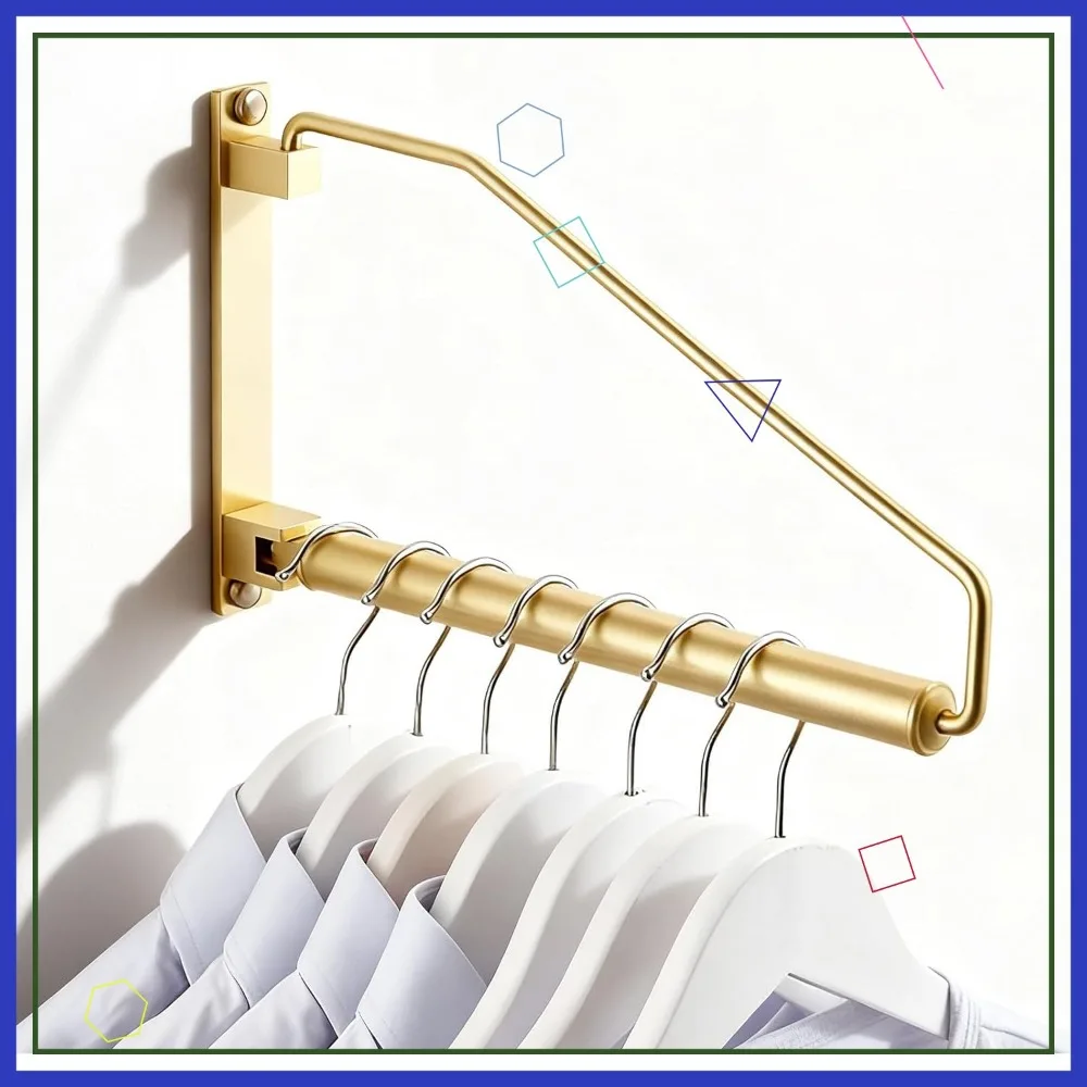 

Складная настенная вешалка для одежды с поворотным кронштейном, твердая латунь, матовое золото для хранения в шкафу