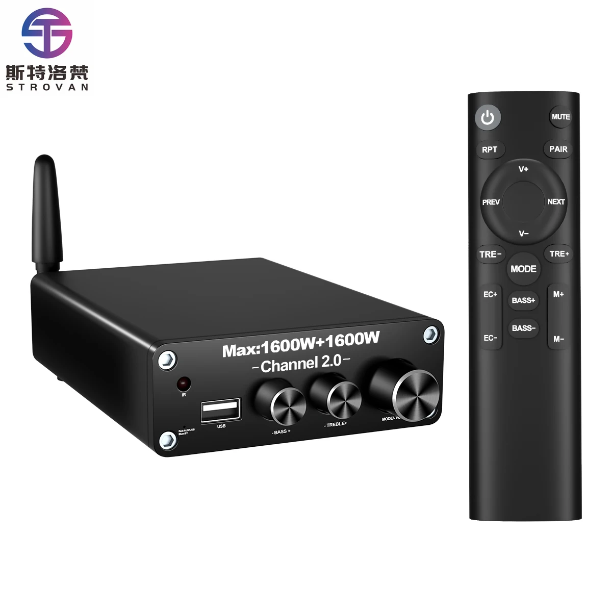 High Power Bluetooth Audio Amplifier RMS 200W+200W Stereo Subwoofer Professional Home Receiver & Amplifier MAX 1600W*2