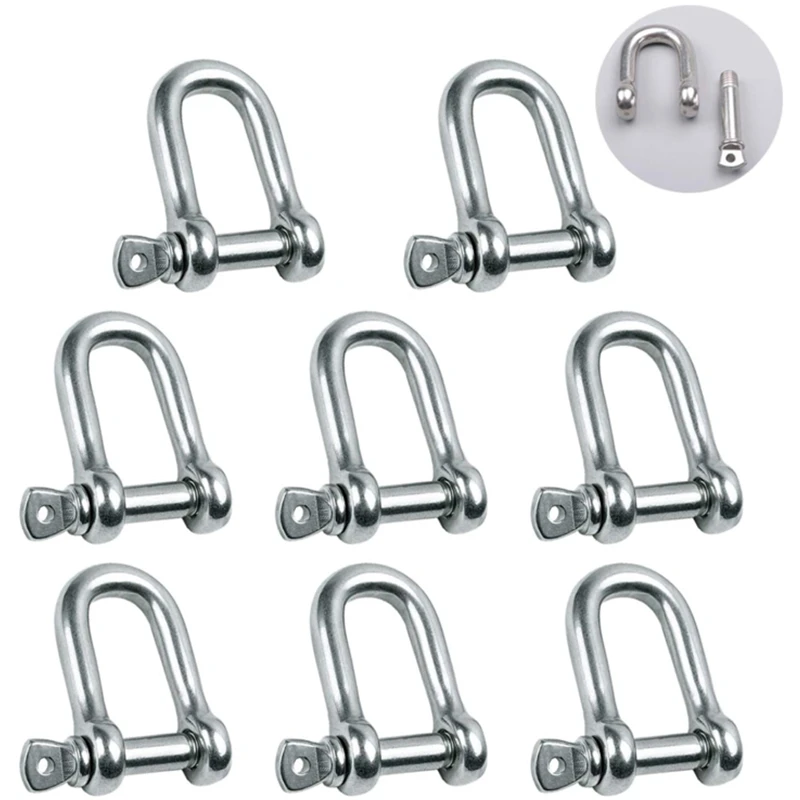 M4-M14 D Type Shackle Short Paragraph Rigging 304 Stainless Steel Shackle Hooks Boat Rigging Hardware for Chain Wirerope Lifting