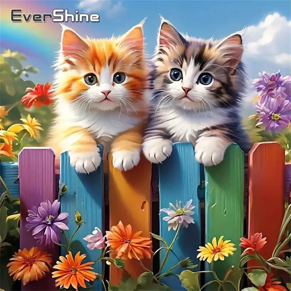 Evershine Neue Ankunft Diamant Malerei Katze Tier Bild Von Strass DIY Stickerei Cartoon Handarbeiten Wohnkultur