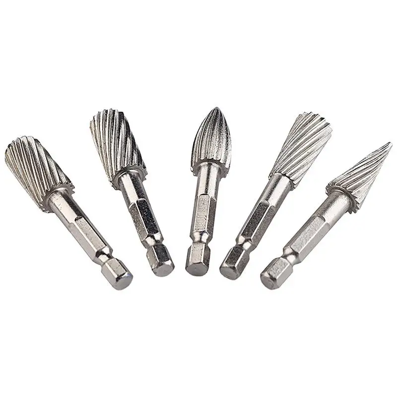 

5pcs Burr Bits For Metal Burr Set 1/4 Shank Rotary Burr Set For Metal And Wood Carving Grinding Polishing Engraving Drilling