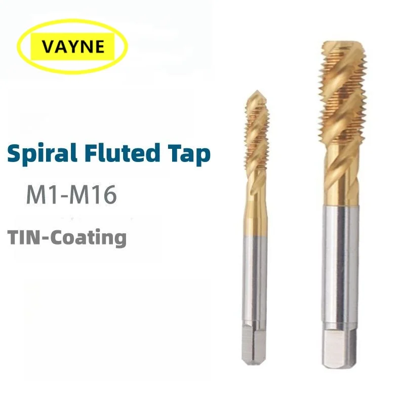 

VAYNE HSSE Metric Spiral Fluted Tap with TIN M1M2M2.5M3M4M5M6M8M10M12M14M16 X0.25 0.35 1.25 1 1.75 Machine Screw Fine Thread Tap