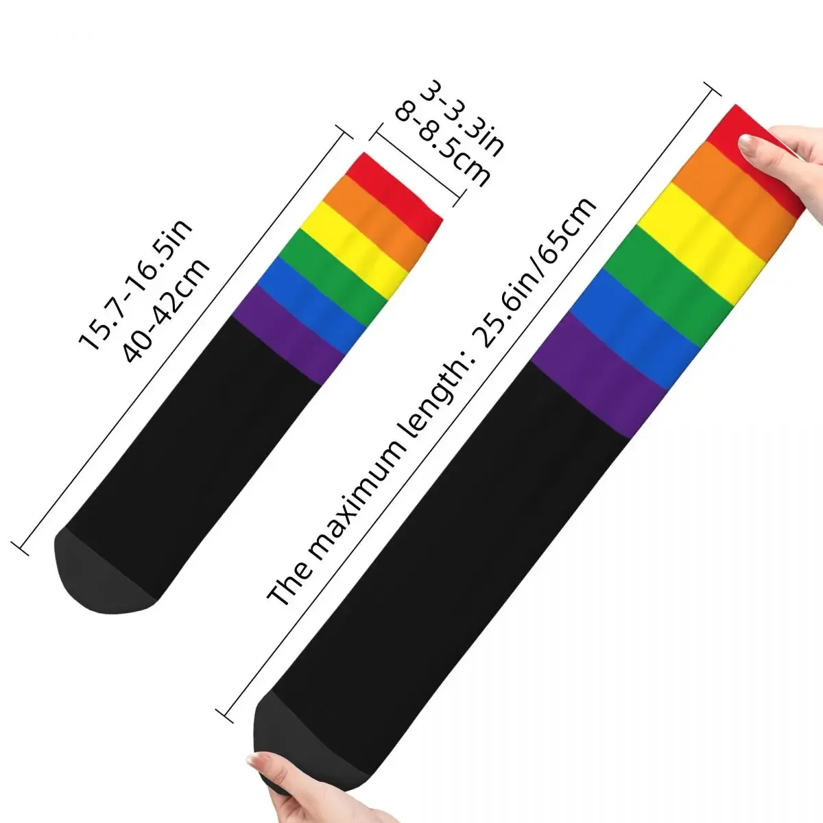 Harajuku Stolz Regenbogen Streifen Farben lgbt Homosexuell Flagge Sports ocken lange Socken für Frauen Männer rutsch feste atmungsaktive Basketball-Socken