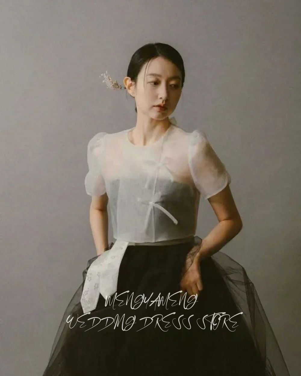 ZHUISHU Classic Korean Wedding Dresses O Neck Short Sleeves Photo Shoot Bridal Gowns Floor Length A Line Corset Free Customized