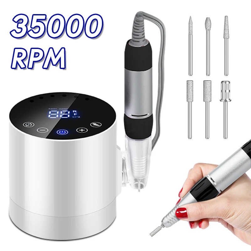 

YOKEFELLOW 35000RPM Nail Drill For Gel Nails Remove Polishing Manicure Machine With Foot Pedal Control Nail Art Salon Equipment