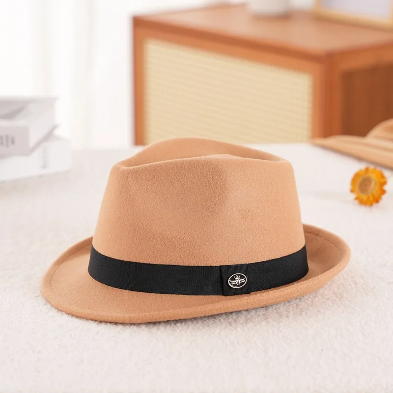 2026 Autumn Winter Unisex Leopard Print Trilby Hat Faux Cashmere Woolen Fedora With Decorative Band Warm Casual Fashion Headwear